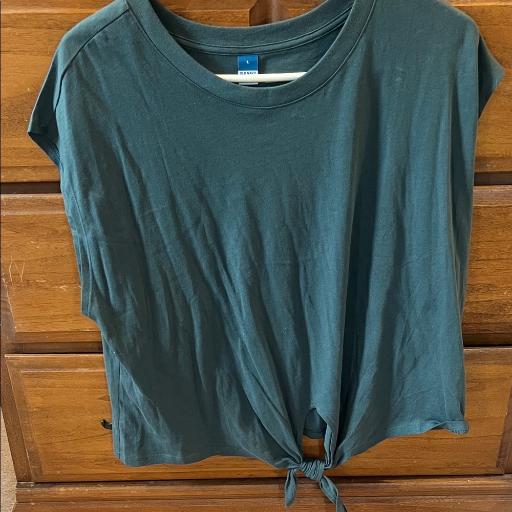 Old Navy Teal Tie-Front Short Sleeve Tee